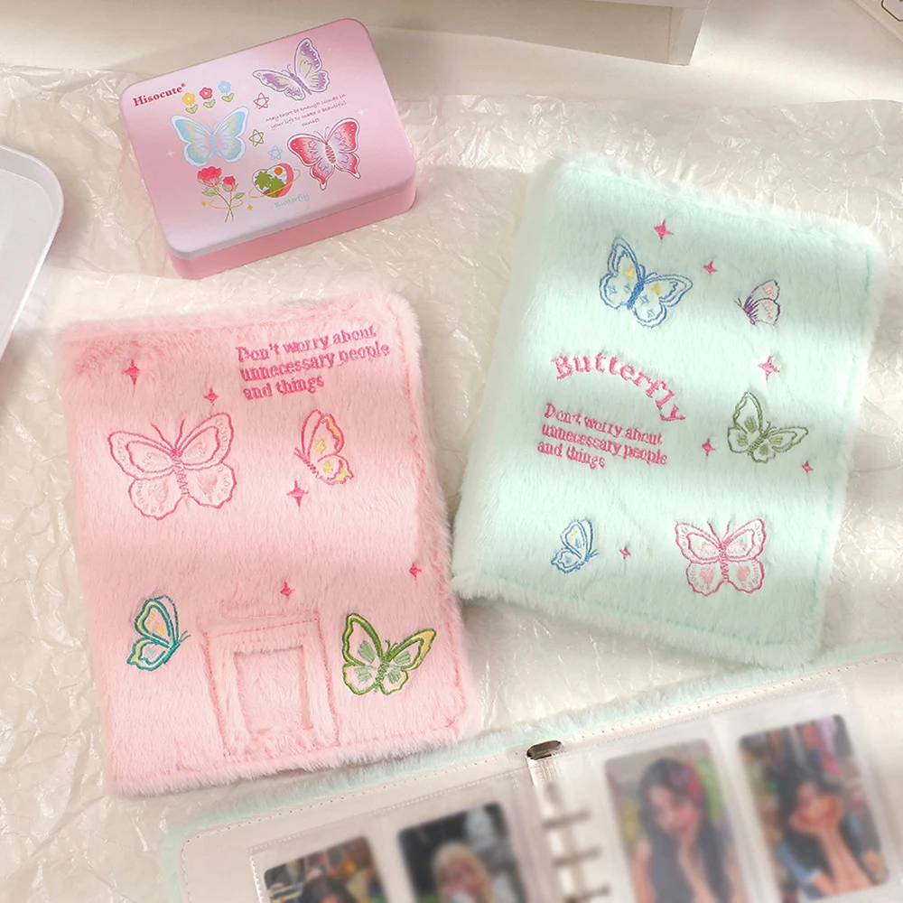 Plush Photo Album Card Binder Idol Cards Collect Book Cartoon Butterfly Photocard Holder Kpop Loose Leaf Storage School Supplies