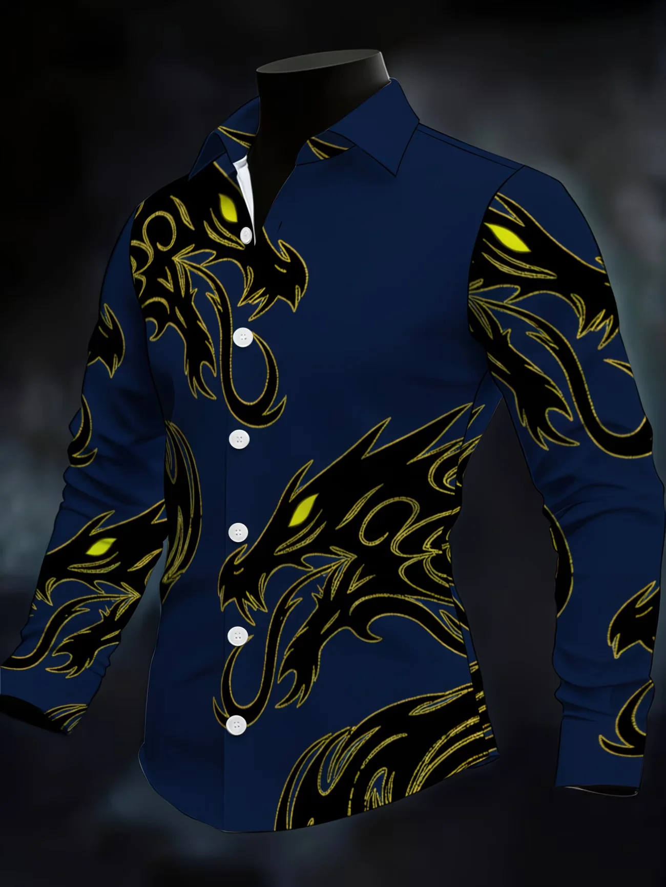 

Новая мужская повседневная рубашка с длинным рукавом, приталенного кроя, с 3D-печатью цветными чернилами, модная повседневная мужская рубашка с узором.