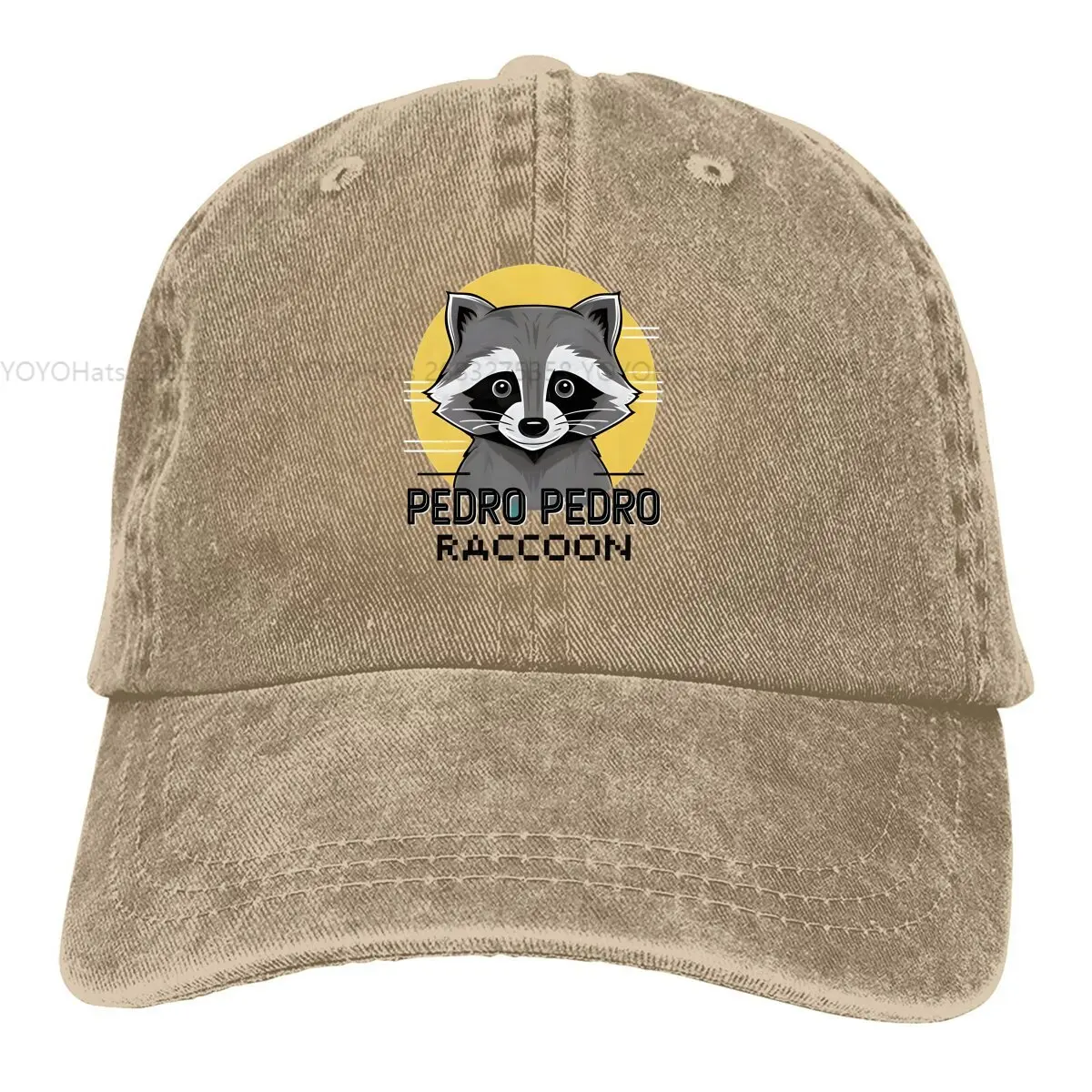 

Washed Men's Baseball Cap Classic Trucker Snapback Caps Dad Hat Pedro Raccoon Animals Golf Hats