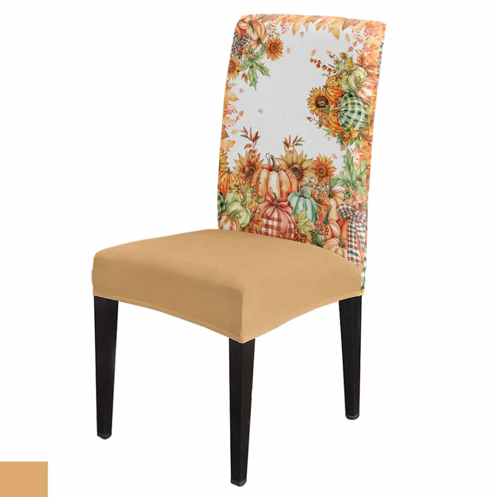 

Thanksgiving Pumpkin Sunflower Stretch Chair Cover Hotel Dining Room Banquet Wedding Party Elastic Seat Chair Covers