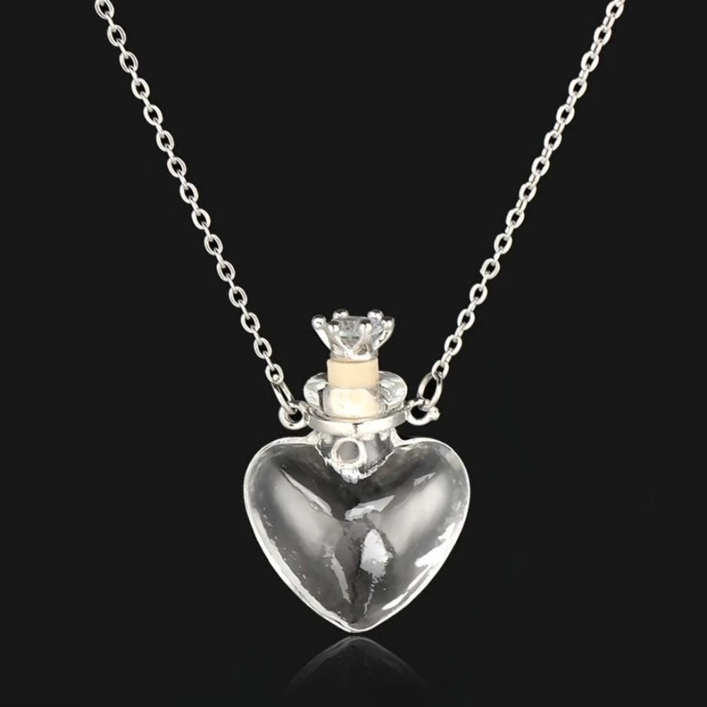 IVYRISE Transparente herzförmige Glasanhänger Parfüm ätherisches Öl Wunschflasche Frau frische süße Halsketten Schmuck Geschenk – Detail 2