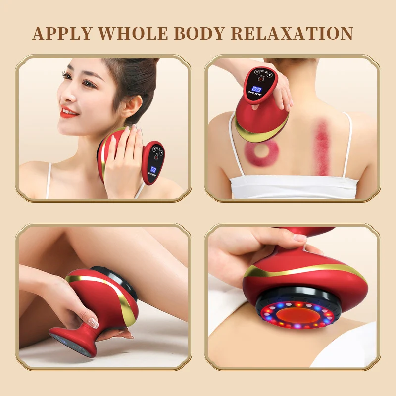 Portable intelligent electric scraping instrument whole body heating vacuum negative pressure cupping household massager