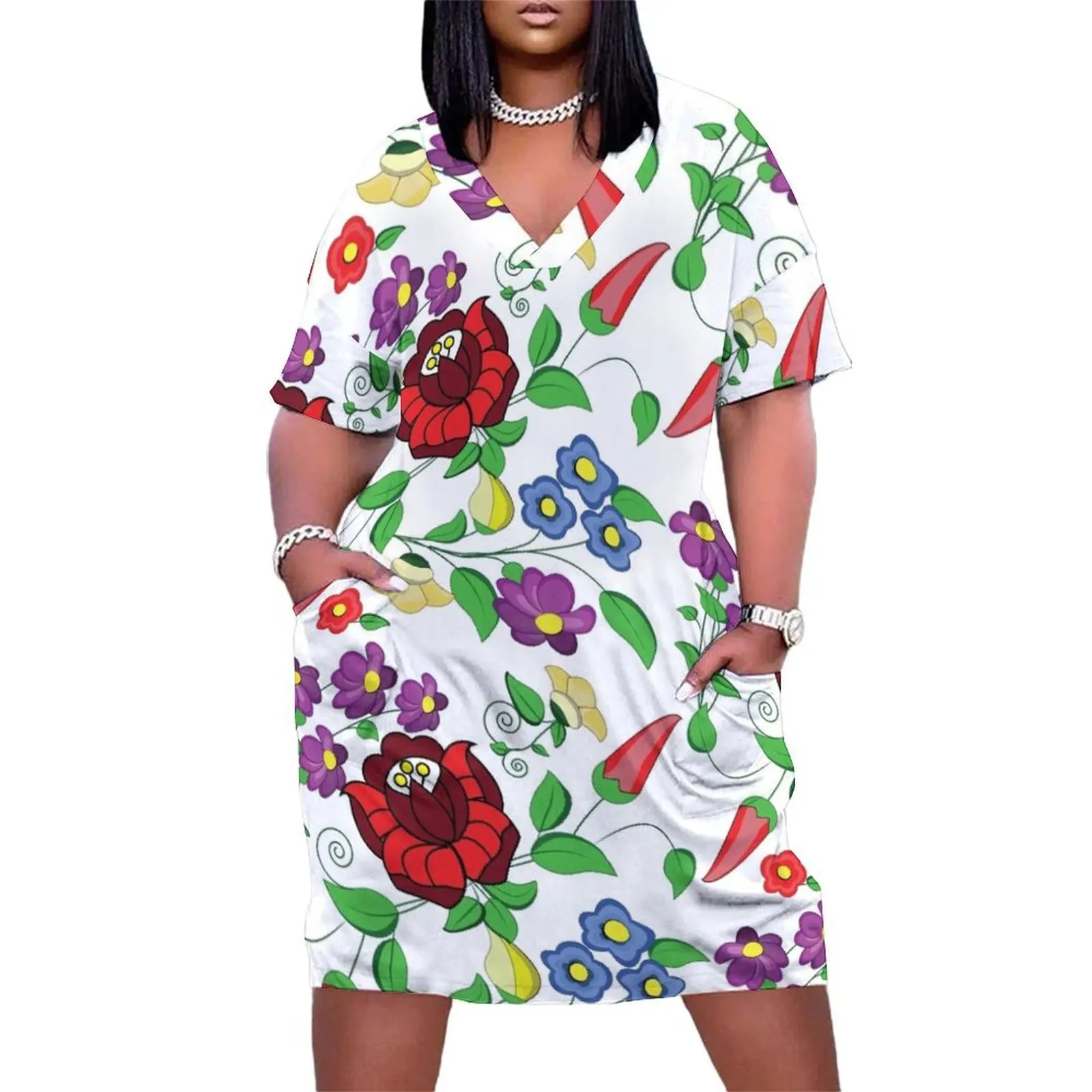 

Hungarian folk art motifs folk floral from kalocsa Loose Pocket Dress women's summer dresses 2025 Long dresses prom dresses 2025