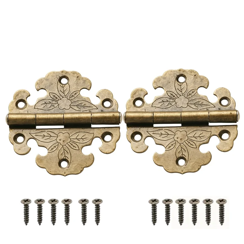 2Pcs Retro-style Zinc Alloy Furniture Hinges, Classic Retro Metal Hinges, Replacing Wooden Boxes with Wardrobe Cabinets