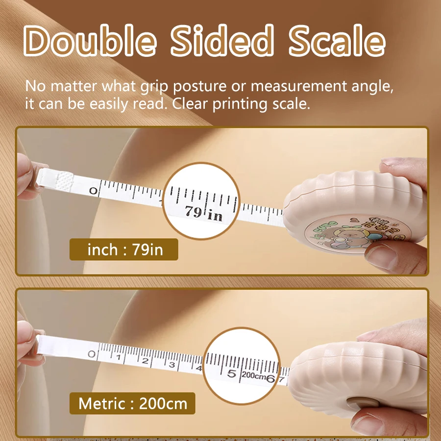 2Meter/79Inch Cartoon Mini Retractable Tape Measure, Self-Lock Double Scale Soft Ruler for Sewing, Body, Craft & Home Office