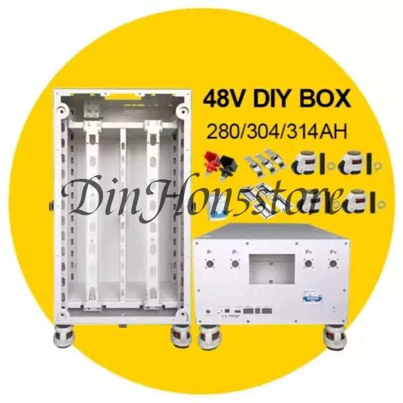 DIY Horizontal Vertical Energy Storage Chassis with Wheels 48V280/314Ah Lithium Iron Phosphate Battery Case Housing