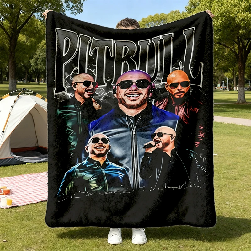 Retro 90s  Pitbull Flannel Blanket, Pitbull Vintage Flannel Blanket