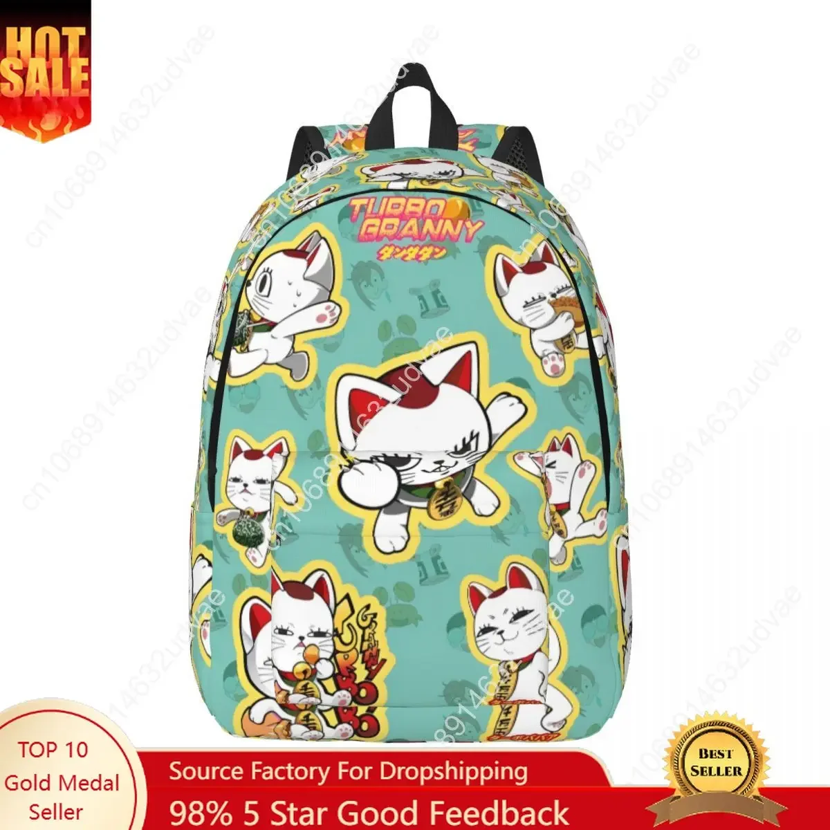 Dandadan Lucky Turbo Granny Backpack for Men Women Casual High School Work Daypack Japan Anime College Shoulder Bag Durable