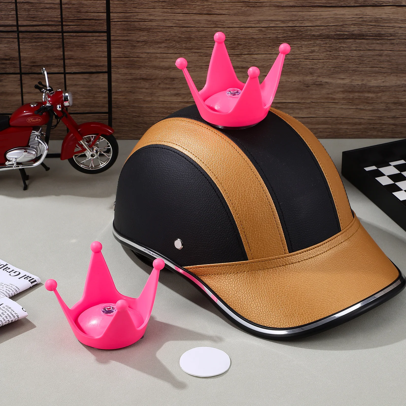 Ventosa para motocicleta, decoración de silicona Premium, Color brillante, doble ventosa, antideslizante, rosado, 1 Uds.