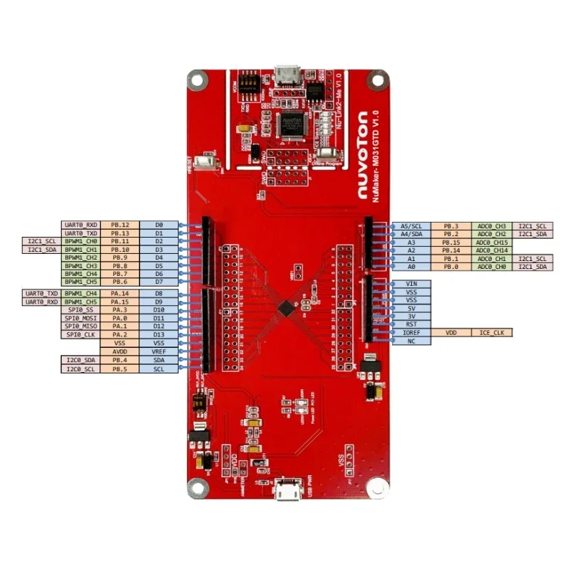 ViVaSNuMaker-M031GTD Development Board ARM Cortex-M0+ 48MHz 32KB Flash 8KB RAM For IoT Embedded
