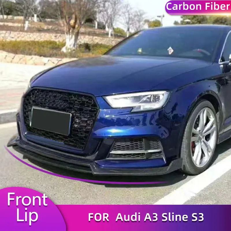 

Спойлер на передний бампер из углеродного волокна для Audi A3 Sline S3 2-дверный 4-дверный 2017 Автомобильный гоночный фартук на подбородок, комплекты кузова