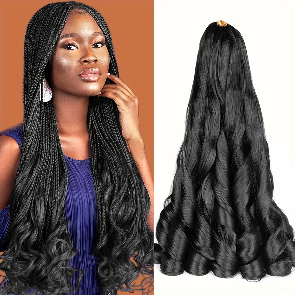 8本/セット 24インチ フレンチカール 合成クロシェヘア、プレストレッチ ルーズウェーブ プレカールド ボヘミアン ボックスブレイズ用、ハロウィン クリスマス