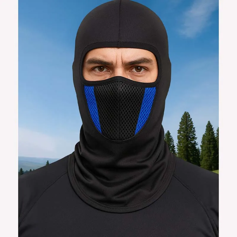 

Ice Silk Hooded Cap Summer Breathable Cycling Headgear Dual-Color Filter Mesh Windproof Motorcycle Mask All in One Thin Design