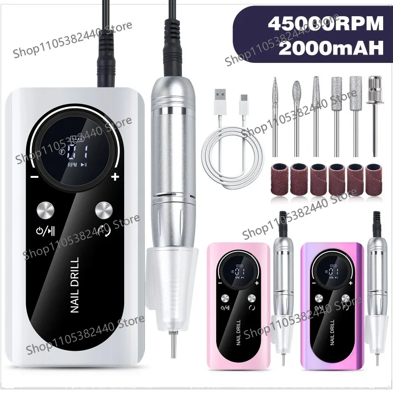 Professional manicure remover V2 grinder 45000 rpm power storage portable electric nail grinder