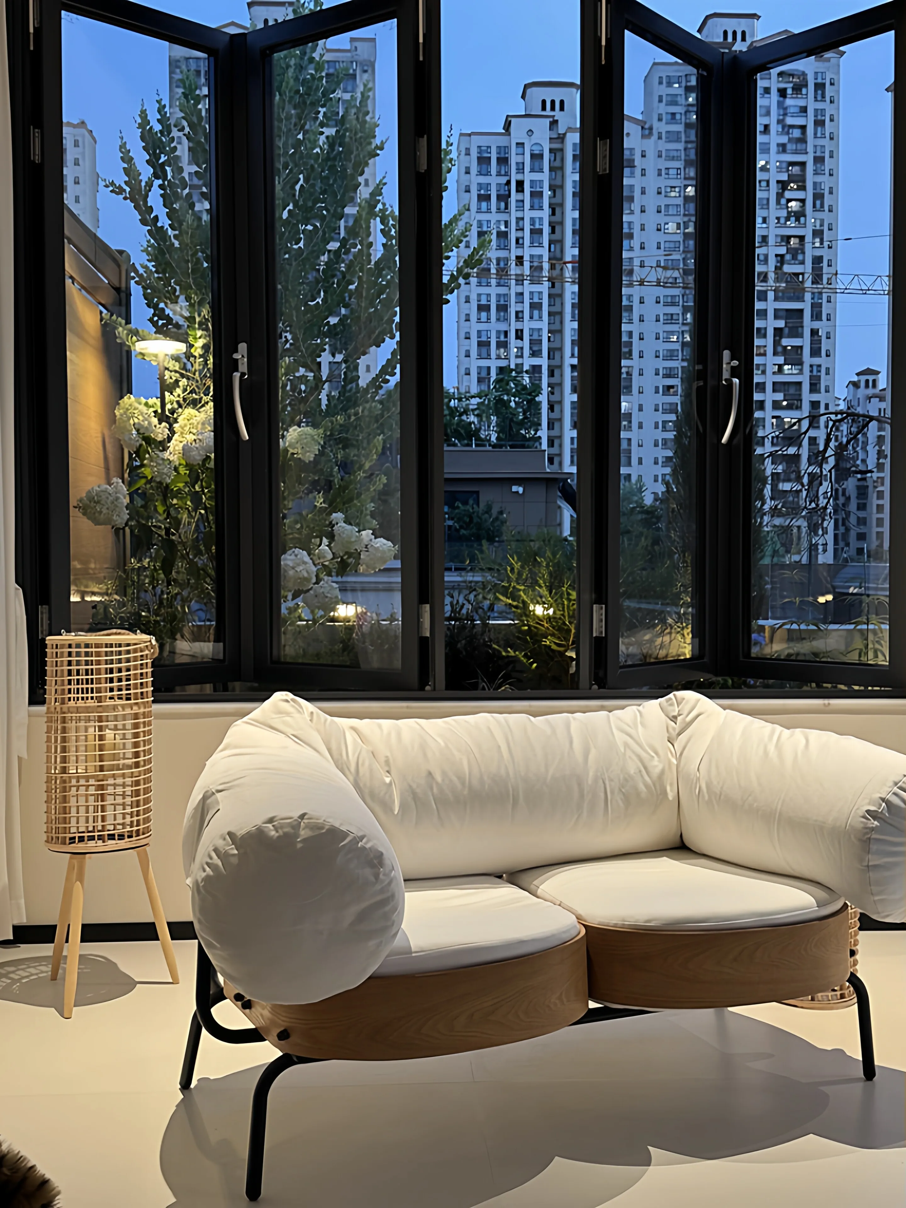 Double sofa, small apartment three-person living room removable and washable