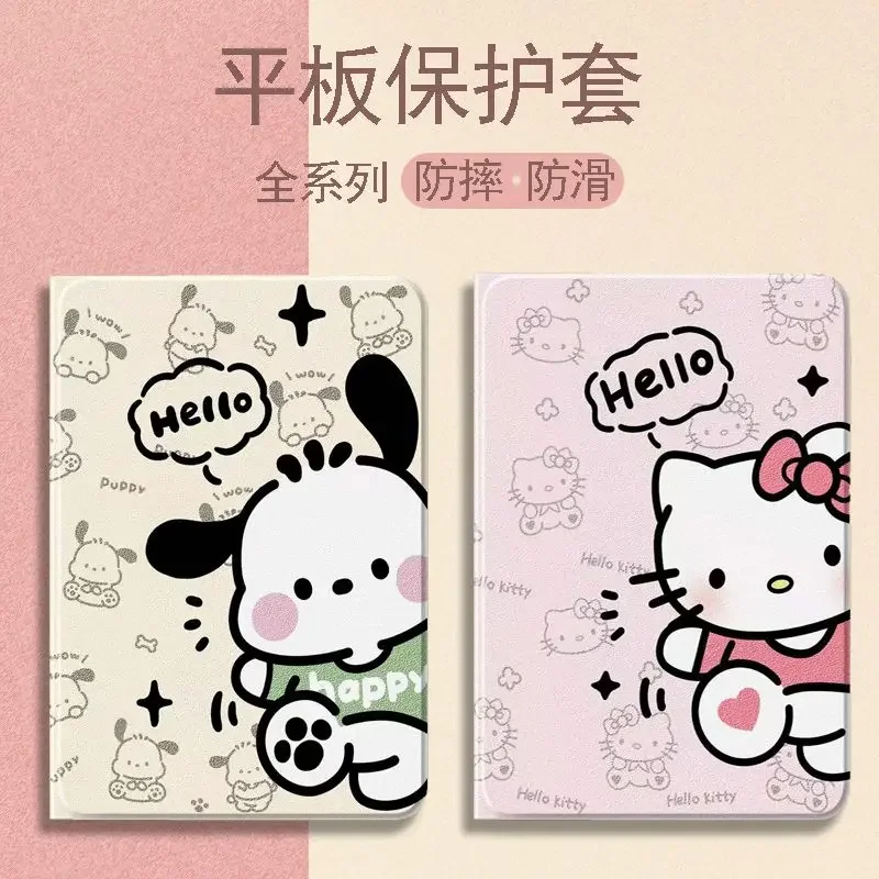 

Sanrio Kawaii Hello Kitty Acrylic Ipad Protective Cover Pochacco Anime Cartoon Fashion Exquisite Durable Tablet Protective Cases