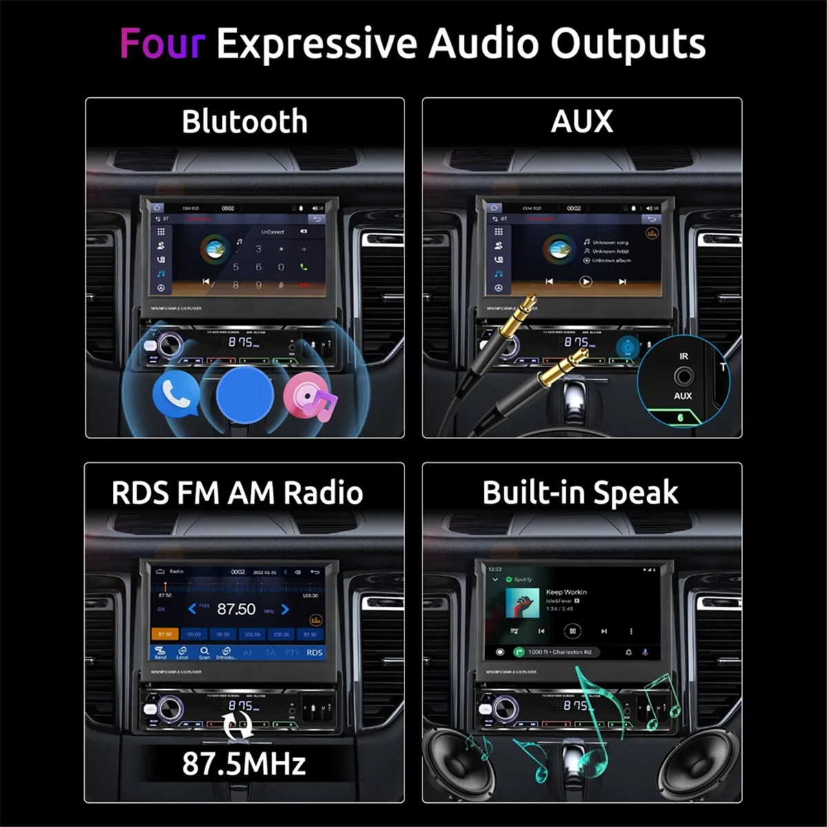 Pop Wireless Carplay Android Auto Radio de un solo Din, 7 pulgadas Manua Super Hot A, Mirror Link/AM/FM