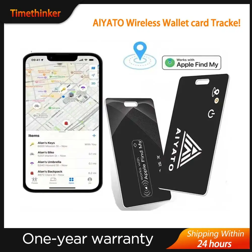 AIYATO Wallet Card Airtag Wireless Charge Bluetooth GPS Tracker Smart Tag Work with Apple Find My APP Air Tags Location