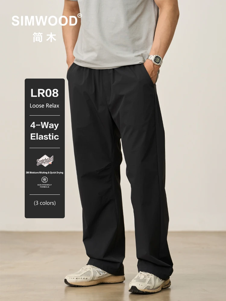

SIMWOOD 2025 Autumn New Lightweight Quick Dry 150gsm Fabric Pants Men Casual Elastic Plus Size Trousers