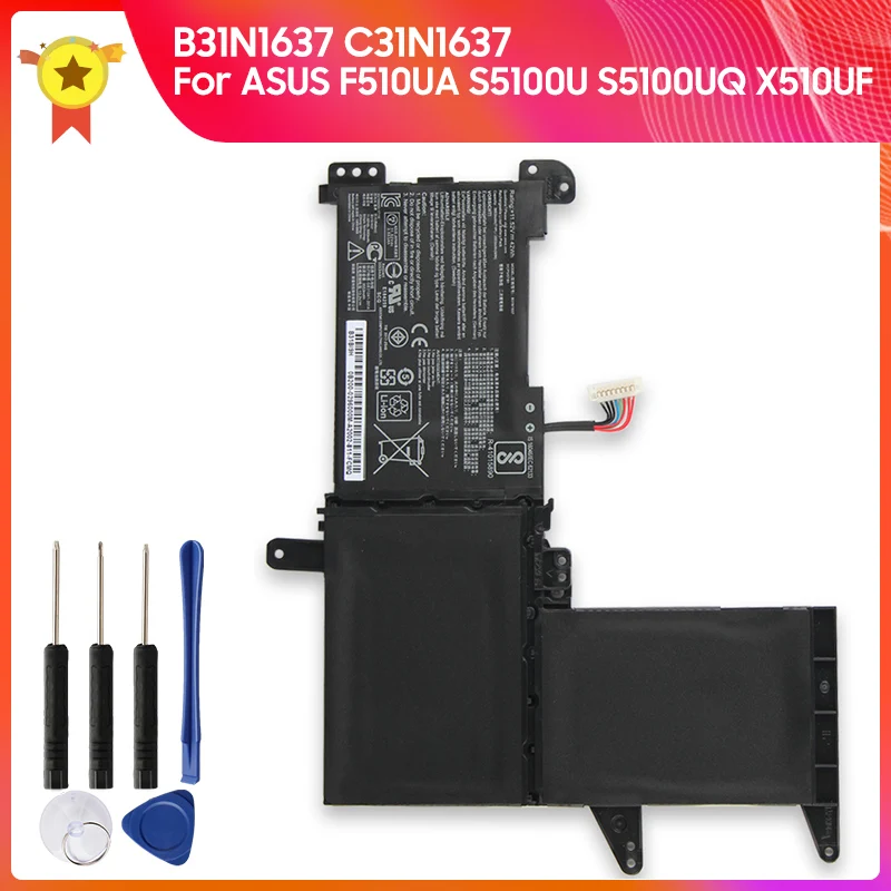 

New Replacement Battery C31N1637 B31N1637 for Asus S510 S510U X510 X510U F510 F510U A510 Battery 3653mAh + Tools