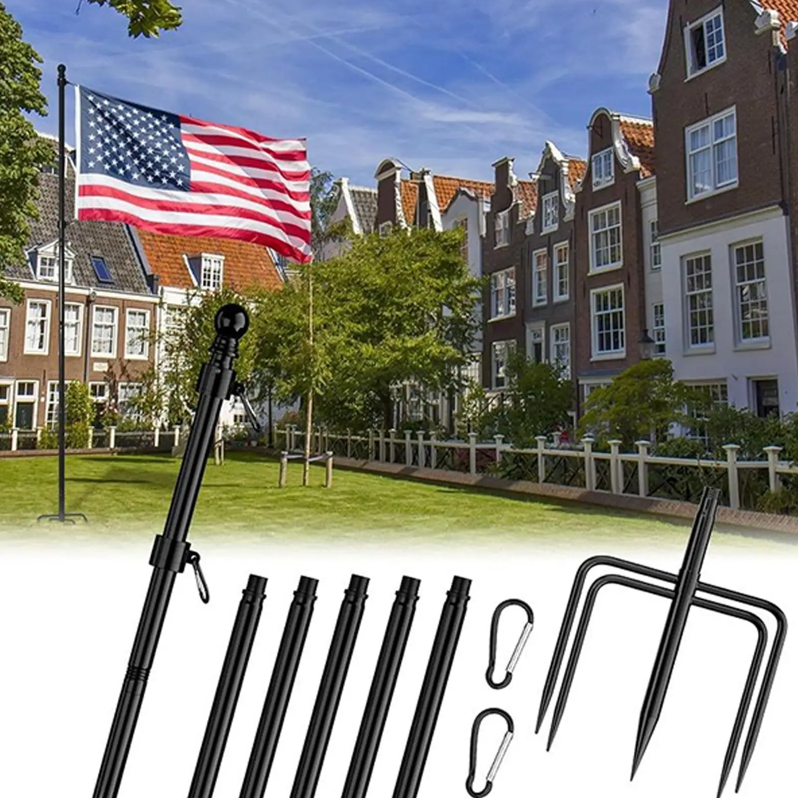 In Ground Flag Pole Outdoor Flagpole Heavy Duty Flag Pole Holder For Homeowner Patriot Veteran Front Yard Backyard Garden Park