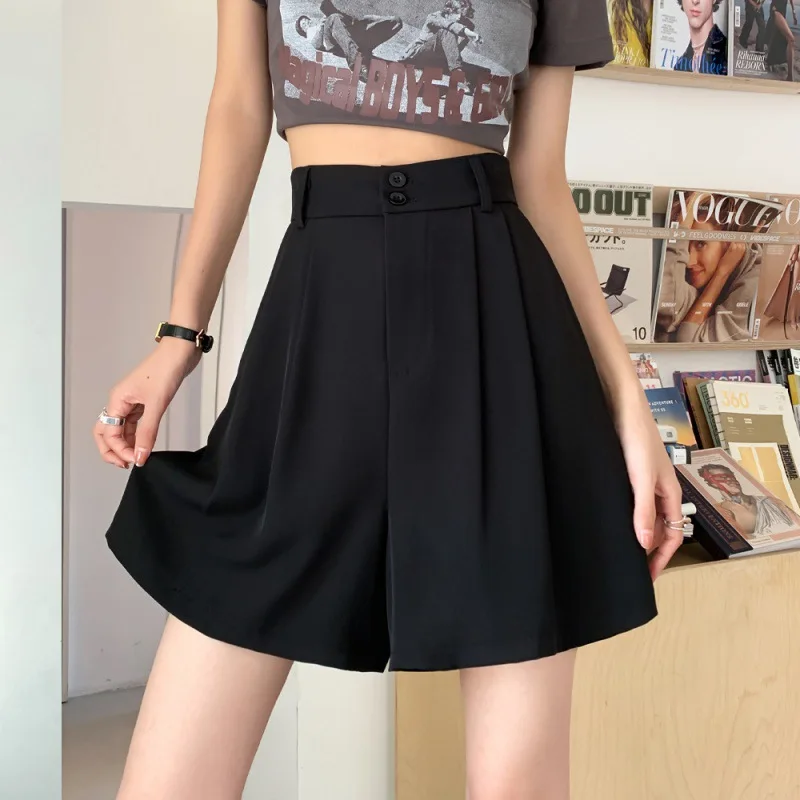 Shorts Women All-match Young Girls Clothing Summer Knee-length Ulzzang Cool College New Design Solid Fit High Waist Pants Q779