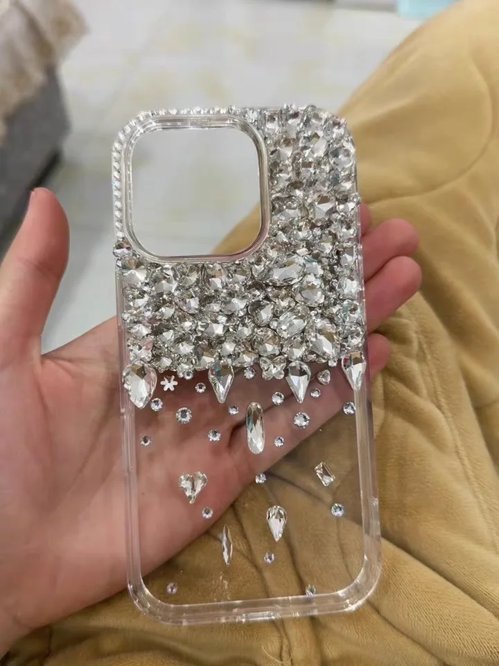 

Flashy water droplet transparent phone case, suitable for Apple phones