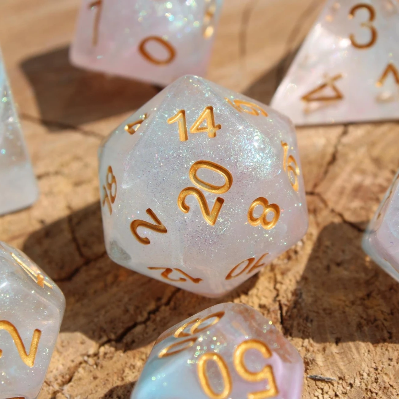 7Pcs/Set White Galaxy Starry Sky Dice for DND Dungeons and Dragons Table Games D&D RPG Tabletop Roleplaying