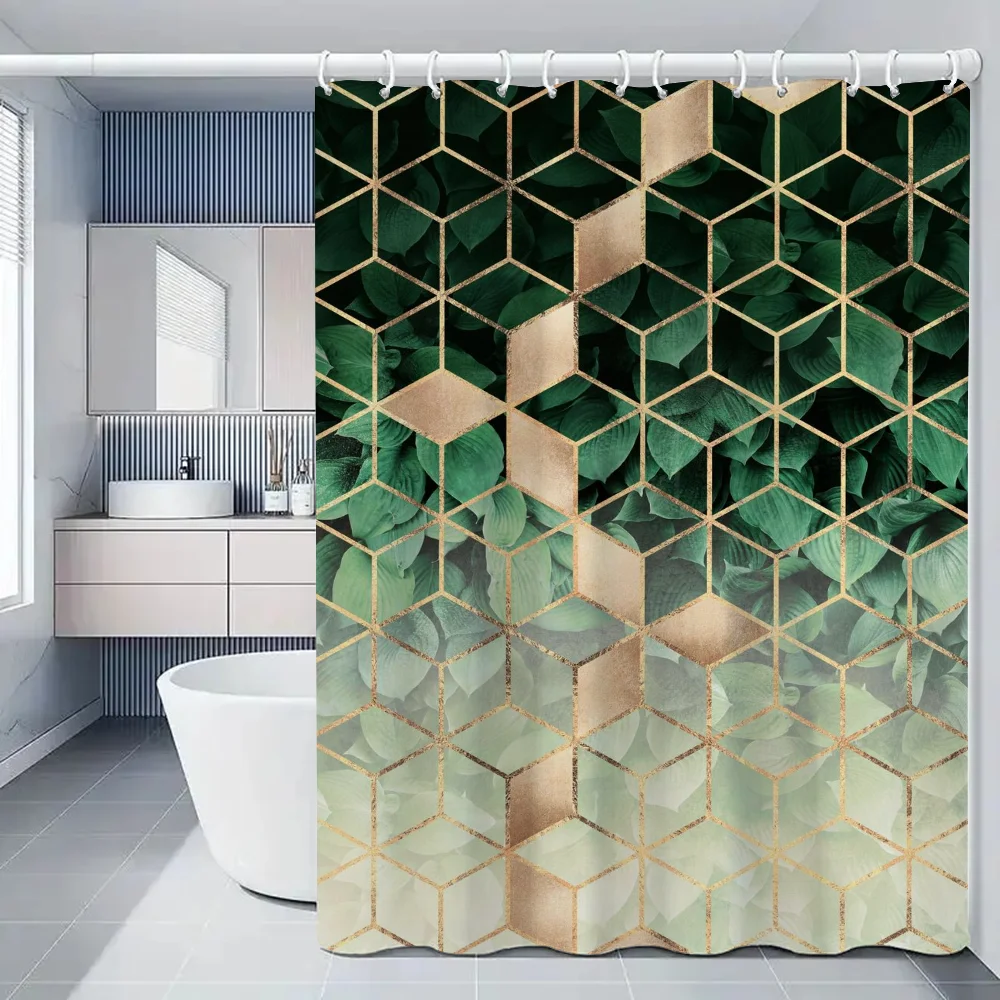 Geometric Prismatic Lattice Cover Curtain Cloth Shower Curtins Curtains for Bathroom Bath Waterproof Fabric Full 200x180 Funny