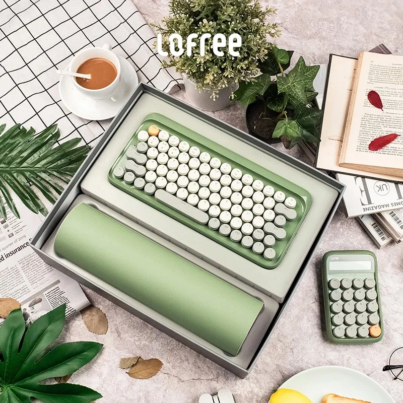 Lofree Half Summer Mechanical Keyboard And Mouse Set Wireless Bluetooth 2.4g Dual Mode Keyboard And Mouse Calculator