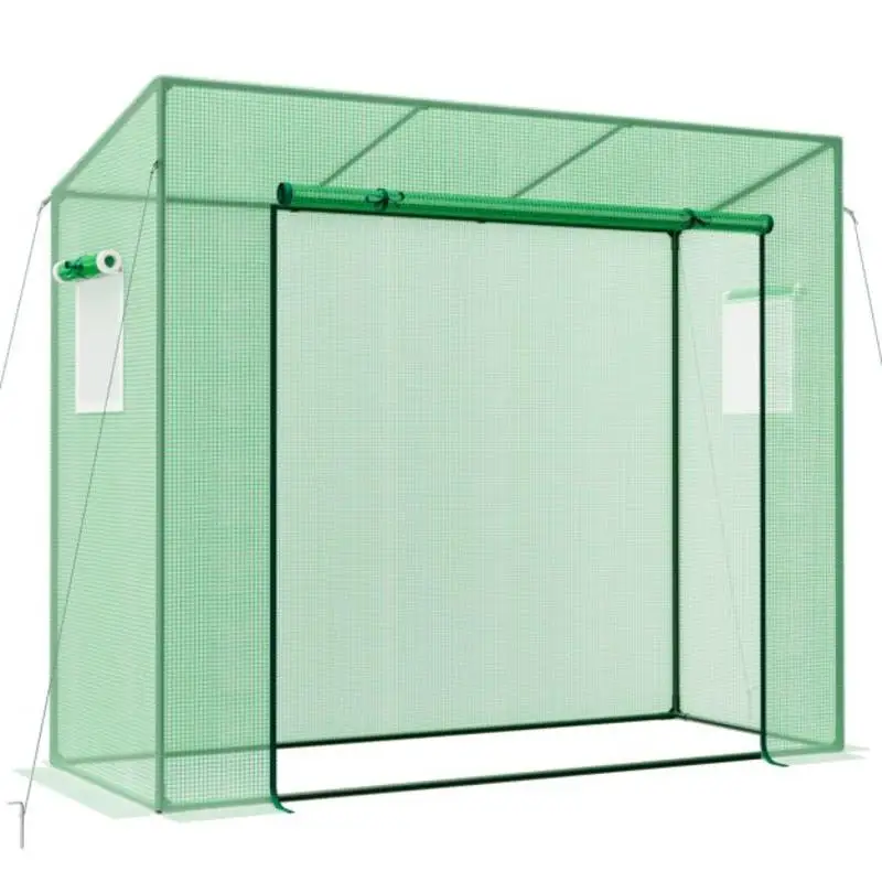 Walk-In Greenhouse Outdoor Portable, Heavy Duty Metal Frame With PE Cover, Zipper Door And Ventilation Windows For Backyard Patio Vegetable Flower Planting Garden Shelter Kit