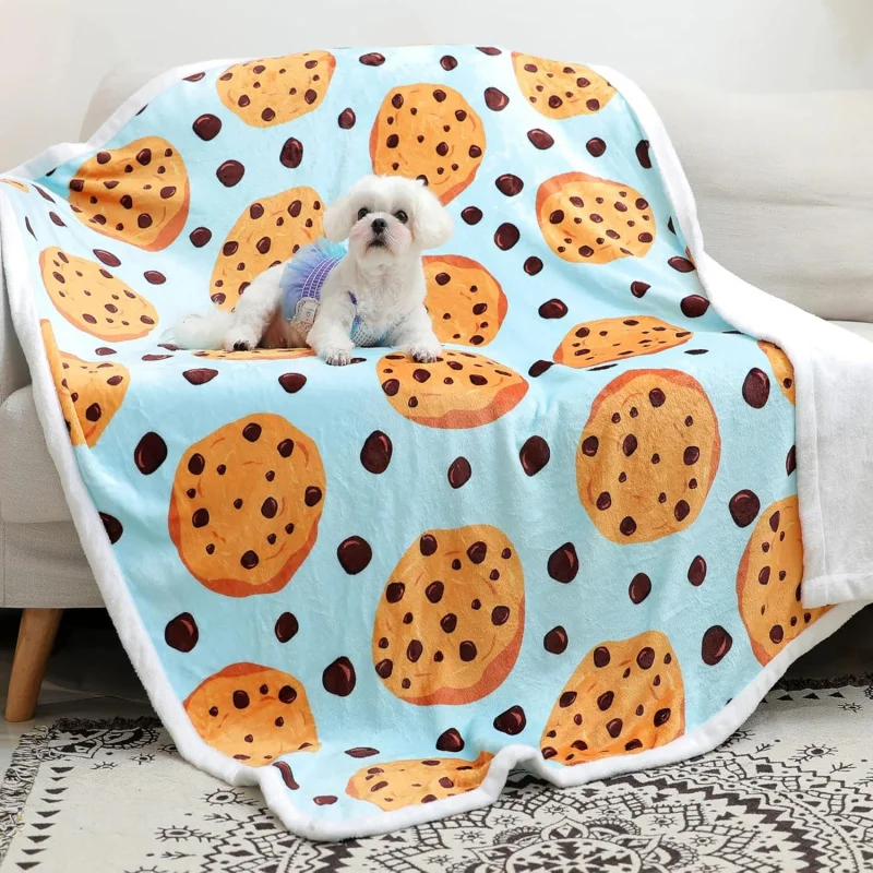 

Cartoon Food Cute Theme Carpet Chocolate Biscuit Pattern Wool Blanket Fun Gifts for Boys and Girls Children and Adults