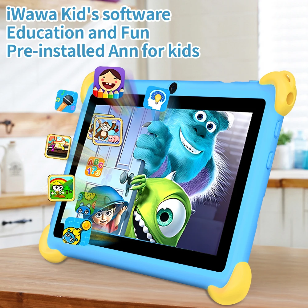 BDF tablet anak-anak, 7 inci resolusi 1024*600 RAM 4GB ROM 64GB sistem Android 13.0 baterai 4000mAh mendukung WIFI