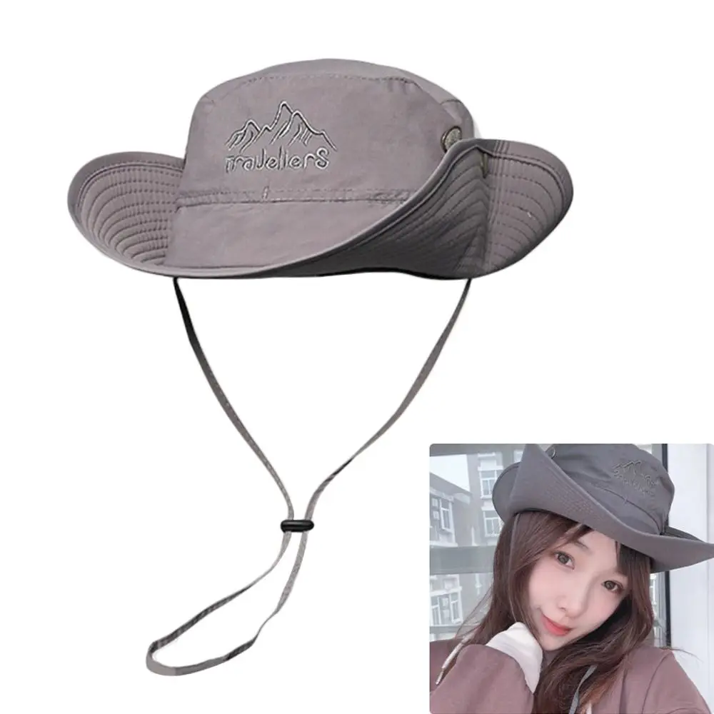 

Portable Quick-drying Summer Bucket Hat Anti-UV Sun Protection Sun Hat Drawstring Breathable Mountaineering Caps Camping Hiking