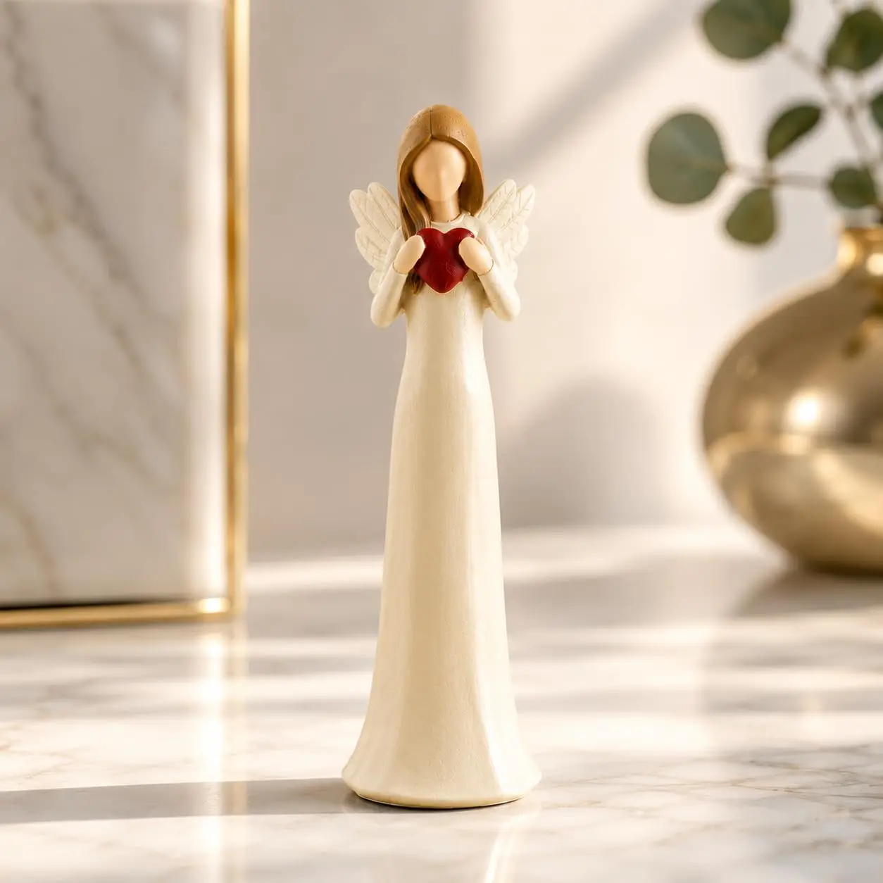 Angel Figurine Holding Heart 7.5