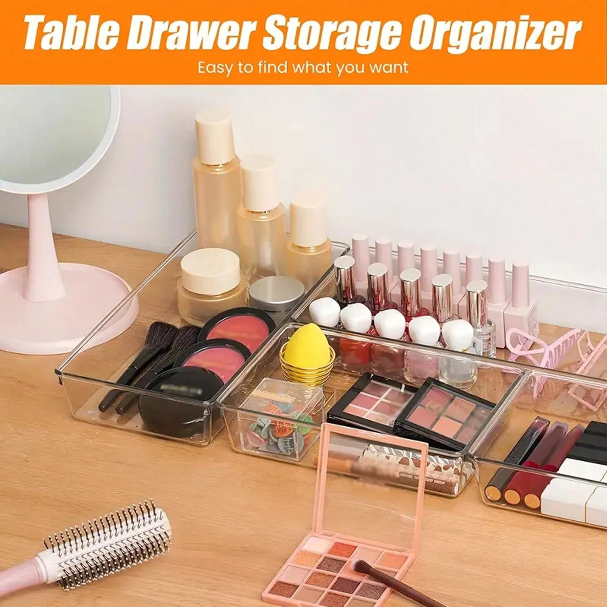 4/8/13/25/28/37-Piece Drawer Storage Box Set Multi-Functional Transparent Plastic Drawer Organizer Set, Suitable for Cosmetics, Jewelry, Stationery, Home Organization, Office Supplies, Etc