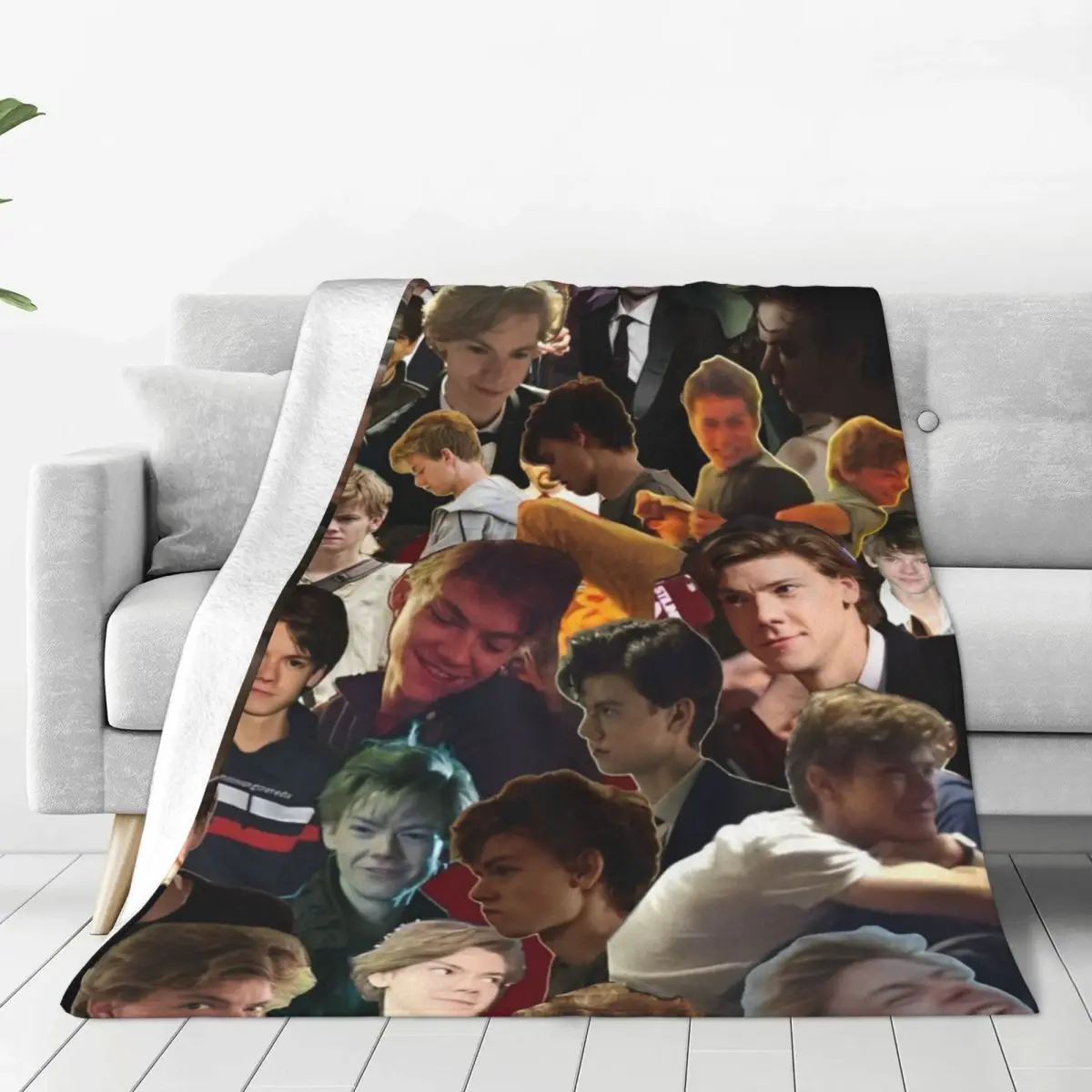 Super Soft Blanket Travel Thomas Brodie-Sangster Throw Blanket English Actor Flannel Bedspread For Sofa Bed Funny Sofa Bed Cover