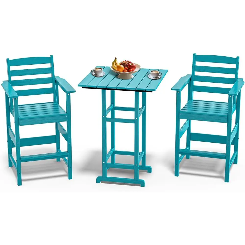 

Набор барных стульев (3 предмета), комплект из 2 барных стульев со столом, всепогодная мебель из HDPE для балкона, заднего двора, зоны у бассейна –