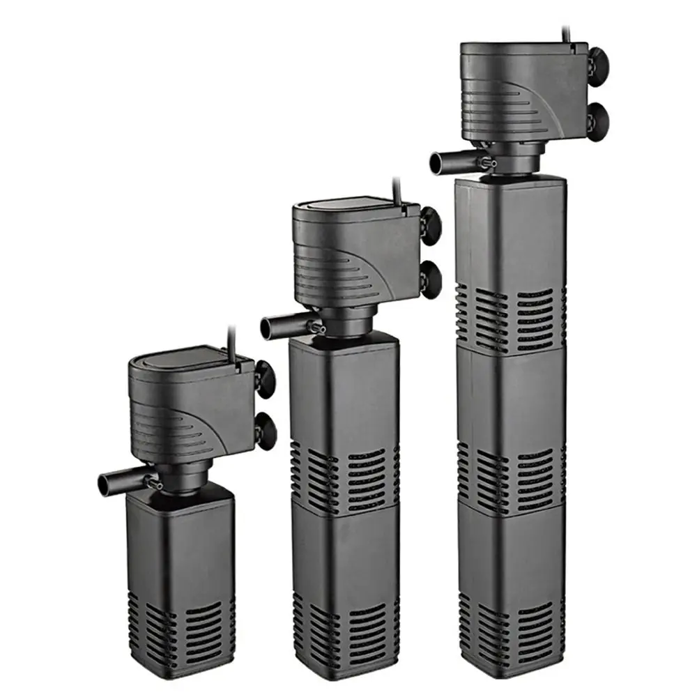 Plastic 3 in 1 Fish Tank Filter 4/6/12/20/30W Filtration Fish Tank Built-in Filter Increase Air Oxygen with Inner Sponge