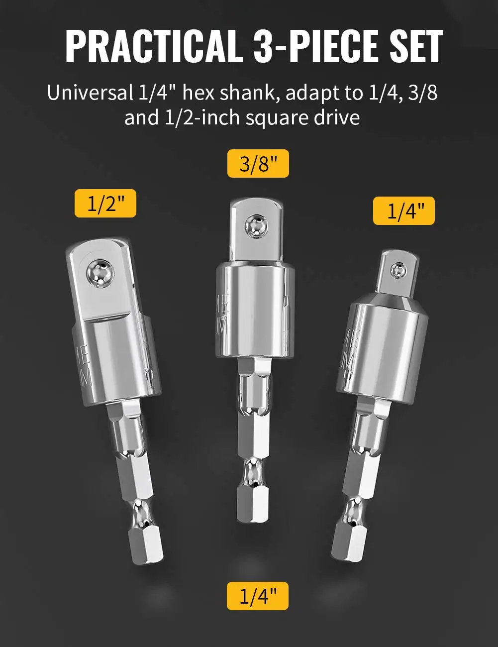 SenNan 360°Rotatable Electric Power Drill Sockets Adapter Sets for Impact Driver with Hex Shank 1/4\