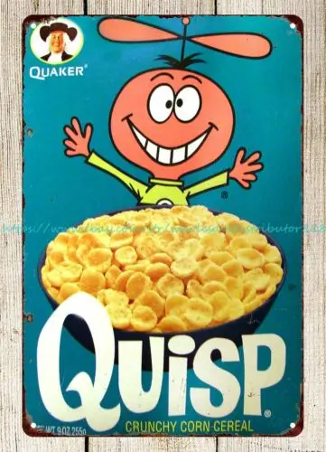 decorative accents Quisp Cereal metal tin sign