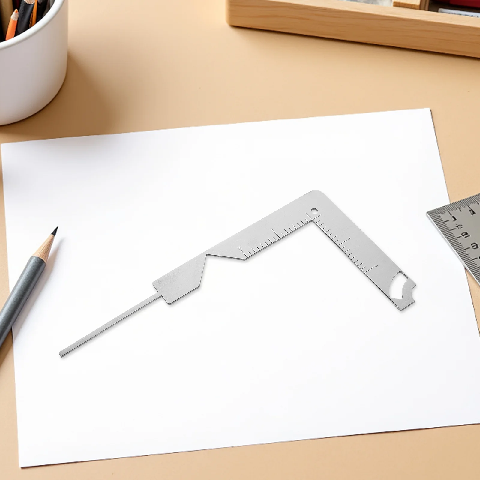 5-in-1 Stainless Steel Book Cover Guide Ruler Multifunctional Binding Tool for Scrapbooking Album Cutting Precision Craft