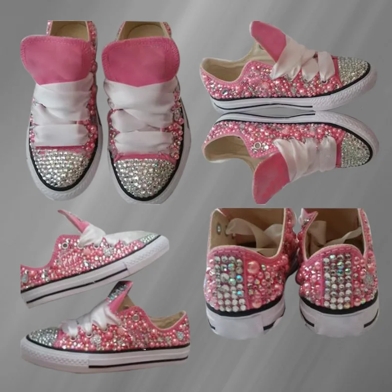 Fashion fashion handmade personalized pink pearl rhinestones design feeling ribbon comfortable parent-child board shoes