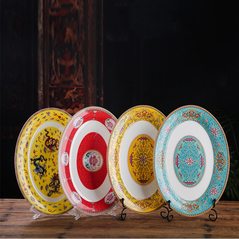 Ceramic Household Big Fish Plate Oval Bone Porcelain Vegetable Plate Steamed Fish Plate Large Plate Restaurant Kitchen Tableware