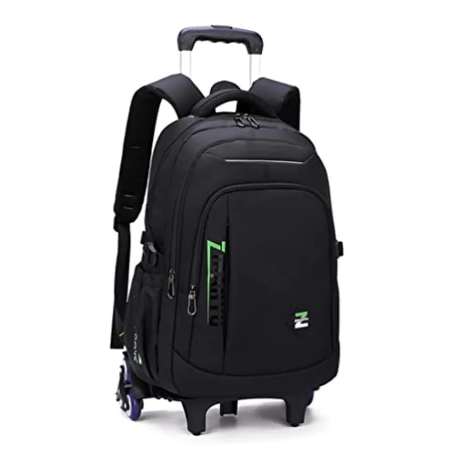 

Solid Color Trolley Backpack Schoolbag for Middle School Students Elementary Rolling Bag Daypack for Teen Boys