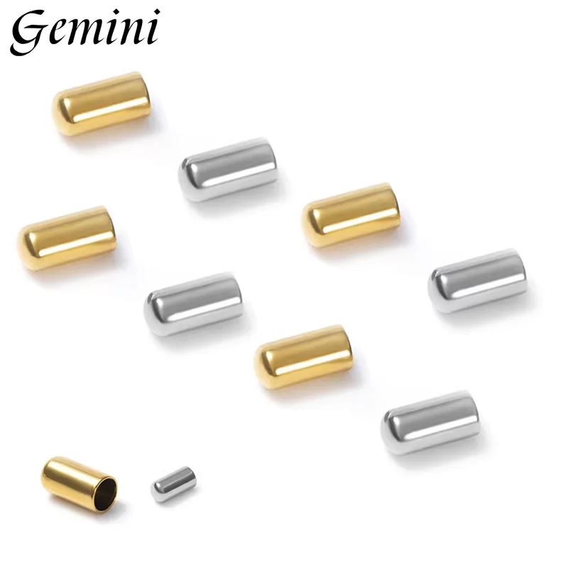 100pcs Gold Stainless Steel Crimp Clasps DIY Cord Bracelet Fastener End Caps Leather Necklace for Jewelry Making DIY Findings
