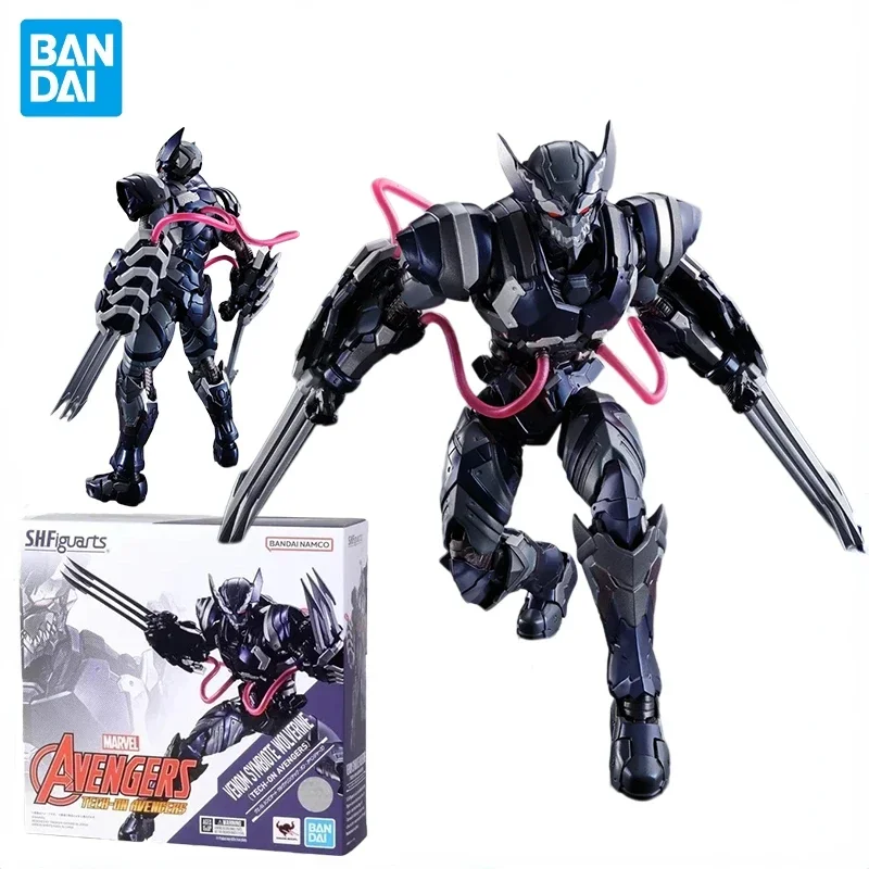 In Stock Bandai S.H.Figuarts TECH-ON AVENGERS VENOM SYMBIOTE WOLVERINE Anime Action Figure PVC Model Toys Collectible Doll Gifts