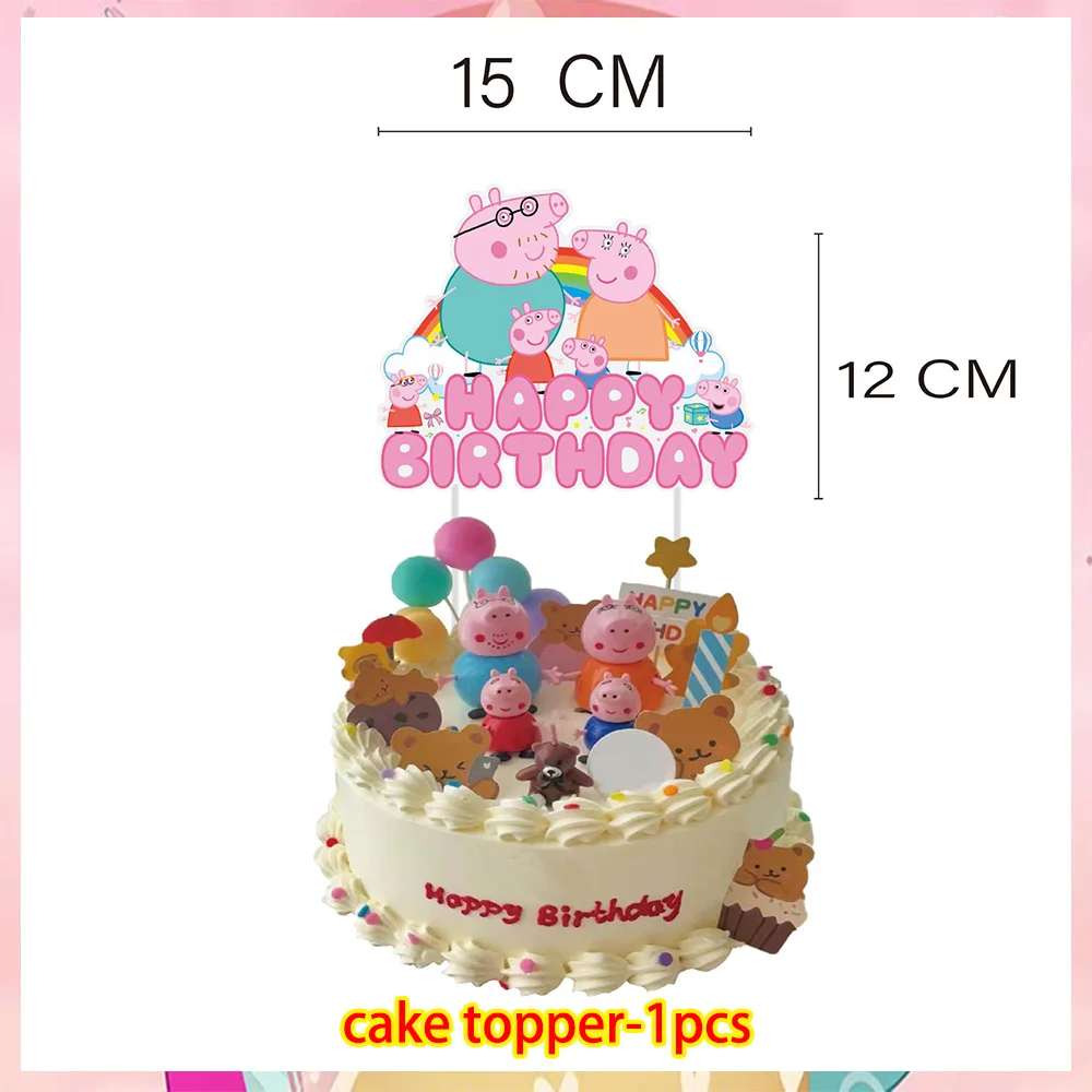 Cartoon Rosa Peppa Pig Geburtstagsparty Dekorations-Set George Pig Partyzubehör Teller Kindergeburtstag Geschenke Babyparty – Detail 32