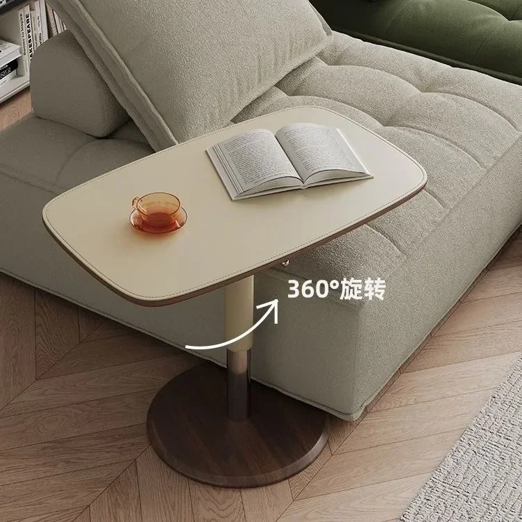 Side table can be lifted, coffee table, antique style, bedside table, sofa side, rock slab small round table, saddle leather sma