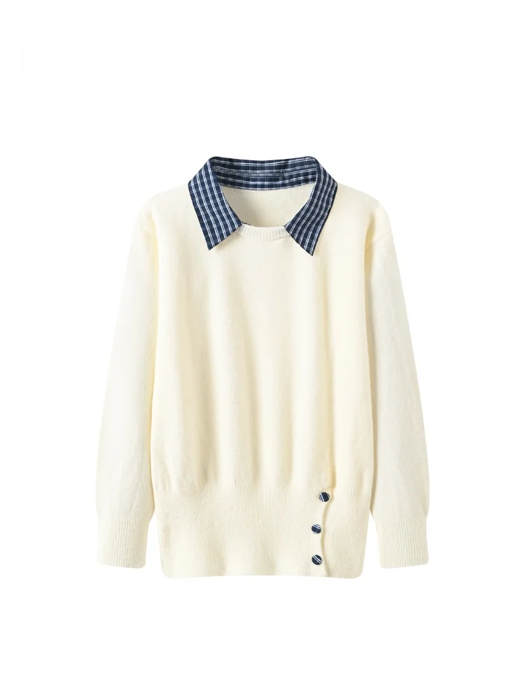 

CaraCLUB plus Size Long Sve Knitted Top Women Early Spring New Sle Versatile Slimming Faionable Top for Plump Sisters